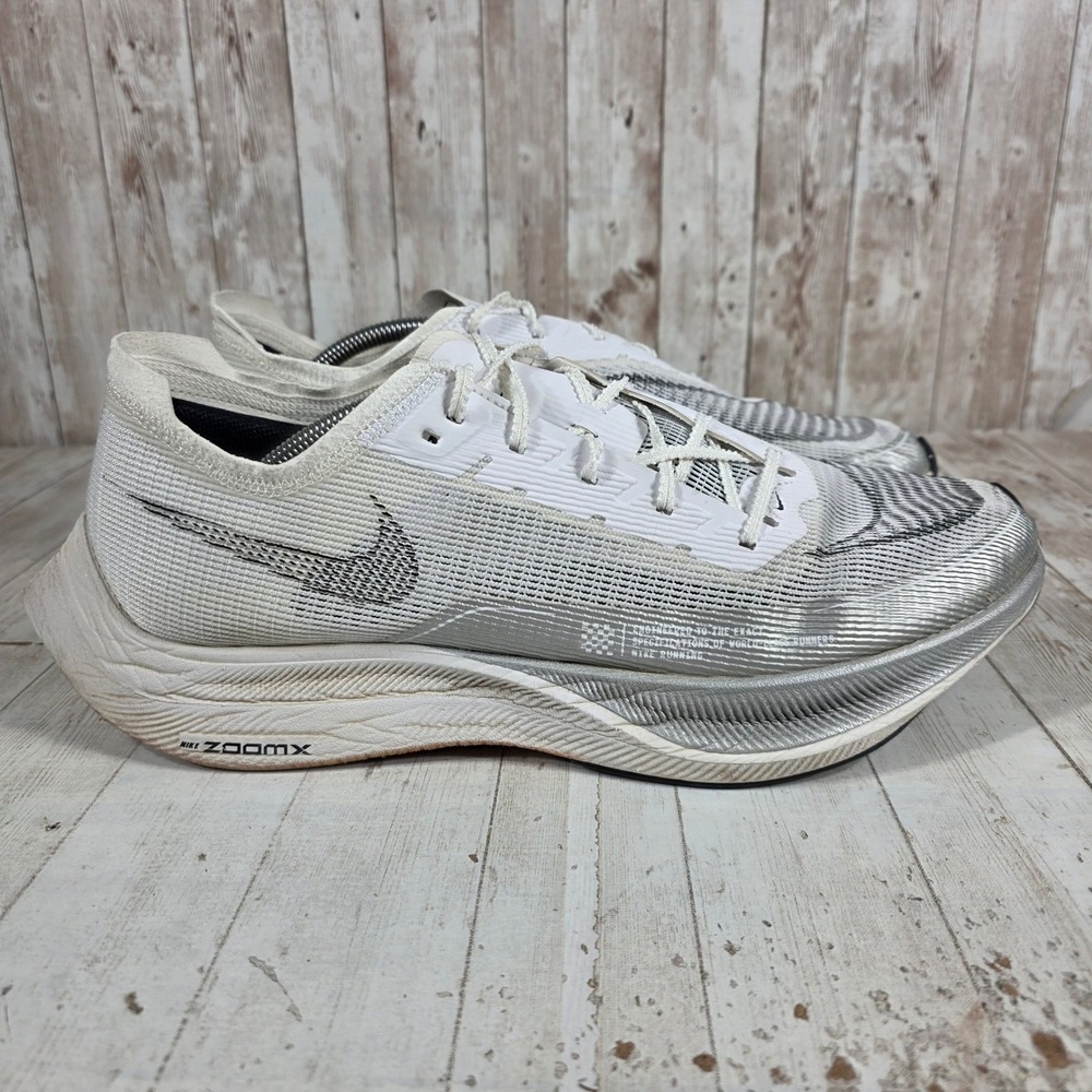 Nike ZoomX Vaporfly Next% 2 White Metallic Silver CU4111-100 Mens 13 Running